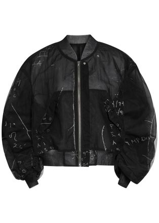 Rick Owens Secchia Flight Printed Tulle Bomber Jacket - Black - 38 (UK6 / XS)
