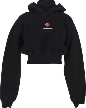 Dsquared2 Cropped Fit Hoodie - Dames - Hoodies - Zwart - S - Katoen - Hoodies & sweatvesten