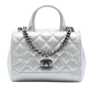 Chanel Pre-owned Coco Handle Bag - Dames - Pre-owned - Grijs - Maat: ONE Size Leer
