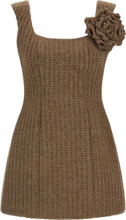 Giuseppe Di Morabito Brown Marabou Short Womens Dress