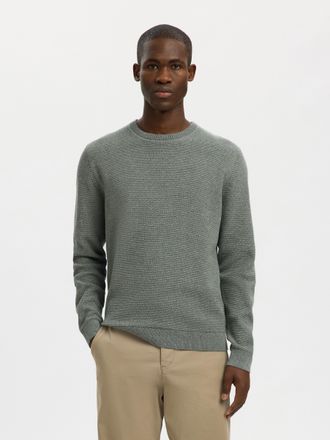 Selected SLHROSS LS KNIT STRUCTURE CREW NECK NOOS Baumwolle, regular fit