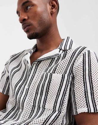 South Beach Camicia alluncinetto nera a righe-Nero