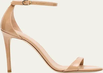 Stuart Weitzman Nudist II Patent Ankle-Strap Sandals