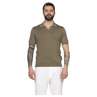 Mauro Ottaviani V-neck Knitwear, male, Green, Size: XL Polo Buttonless