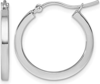 Diamond2Deal 10k White Gold 2mm Square Shape Tube Hoop Earrings