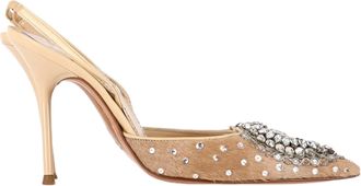 Rene Caovilla Ge&iuml;llustreerde Barbara Pumps in Beige Ponyhaar