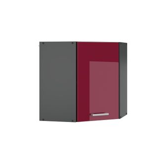 Vicco Armario Colgante De Esquina R-line, Rojo Burdeos Alto Brillo, 57 Cm