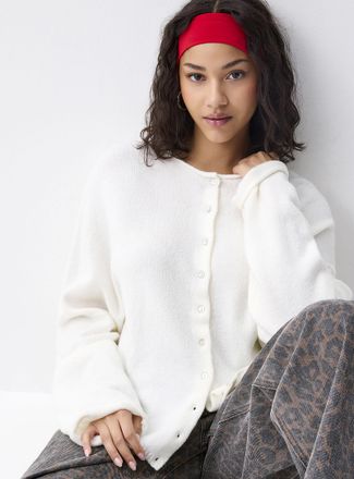 Twik Womens Roll-edge Cardigan Sweater