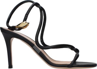 Gianvito Rossi Black Leather Stiletto Heel Womens Sandals