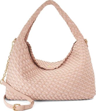 Dune London Deliberate L Woven Shoulder Bag in Blush at Nordstrom