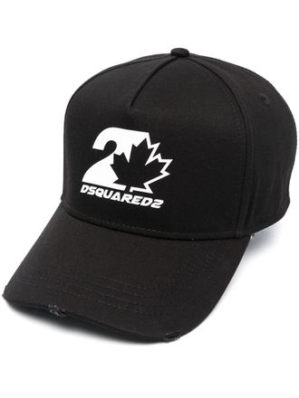 Dsquared2 appliqu&eacute;-patch slogan-embroidered cap - men - Cotton - One Size - Black