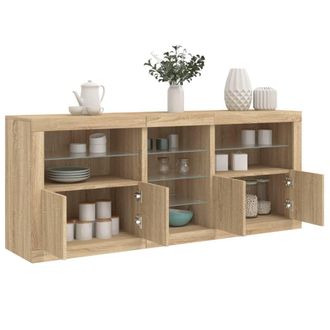 Berkfield Home Sideboard with LED Lights Sonoma Oak 181.5x37x67 cm in Brown