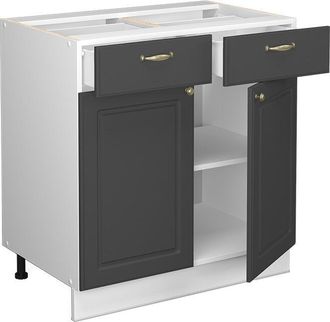 Vicco Mueble Bajo De Cocina Fame-line, Antracita-oro, 80 Cm, Et Roble