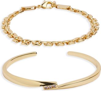 Argento Vivo Panther Link & Open Cuff Bracelet Set in Gold at Nordstrom