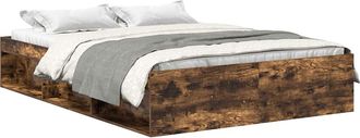 vidaXL Estructura De Cama Roble Ahumado 140x190 Cm Vidaxl