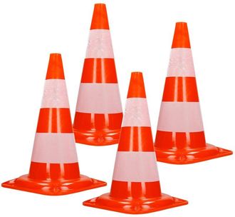 ECD Germany 4x Cono Segnaletico Spartitraffico Pilone Traffico Stradale 47 cm Arancione-Bianco Piloni Strisce Riflettenti Avvertimento di Traffico Cono di