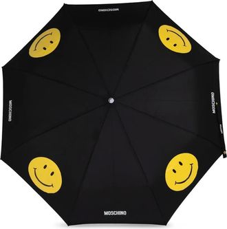Moschino smiley face-print umbrella - unisex - Polyester - One Size - Black