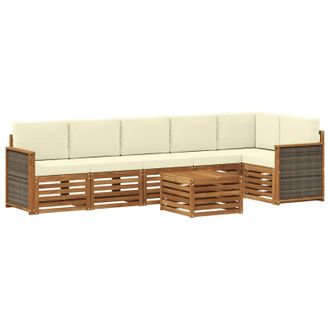 vidaXL Conjunto De Sof&aacute; Seccional Con Coj&iacute;n 6 Pcs Natural Y Crema Vidaxl