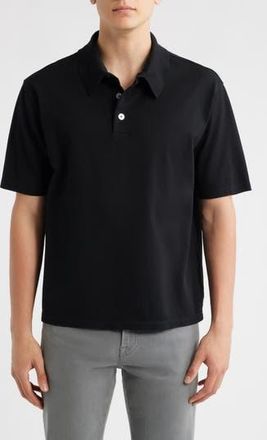 Frame Denim Silk & Cotton Polo in Black at Nordstrom Rack, Size X-Large