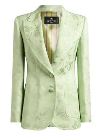 Etro single-breasted floral jacquard jacket - Green