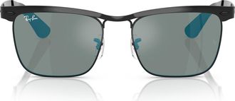 Ray-Ban 53mm Wayfarer Deluxe Square Sunglasses in Black /Brown Mirror Turchese at Nordstrom