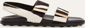 Tod's Zebra-Printed Calf Hair Slingback Sandals