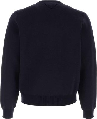 Prada Mens Virgin Wool Blend Sweater Navy Nylon