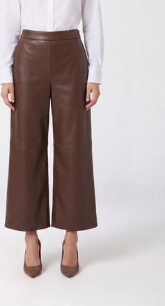 Max Mara S Max Mara Pantaloni cropped in pelle sintetica con design a gamba larga