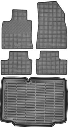 OEM Renault Clio V Hatchback A Partir De 2019 Set - Alfombrillas De Goma Para Coche + Alfombrilla Para Maletero