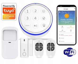 OEM Alarma Inal&aacute;mbrica Compacta Rtx Con Sensores Pir, Interruptor De L&aacute;minas, Controles Remotos Wifi Tuya