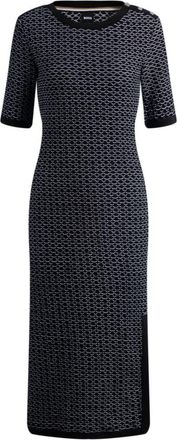 BOSS Structured-stripe dress in stretch-cotton jersey
