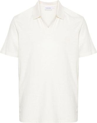 Calvin Klein logo-detail polo shirt - men - Cotton/Linen/Flax - XXXL - White
