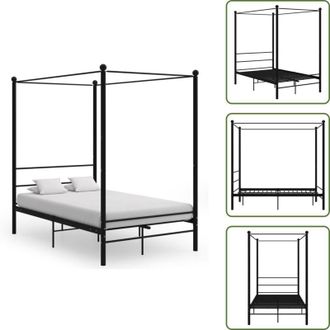 vidaXL The Living Store Letto a Baldacchino Nero in Metallo 120x200 cm - Letto in metallo