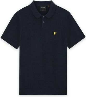 Lyle & Scott Mid Knits Katoen Polo met Korte Mouwen - Heren - Ronde hals truien - Blauw - S - Katoen - Truien & Vesten