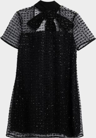 Staud Ilana Embellished Mesh Mini Dress