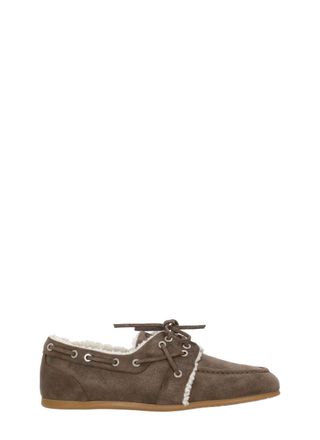PESERICO Brown Fur Suede Loafers