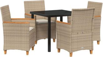 vidaXL Garden Dining Set 5 pcs Beige Poly Rattan Vidaxl