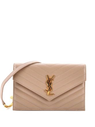 Saint Laurent Classic Monogram Wallet on Chain Matelasse Chevron Leather Small crossbody bag - Toni neutri