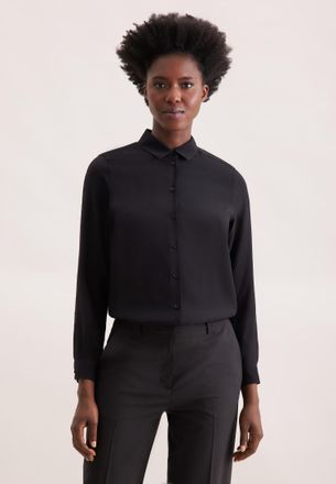 Seidensticker Hemdbluse SEIDENSTICKER, Damen, Gr. 3XL (46), schwarz, 100% Viskose, unifarben, regular fit, ohne Ausschnitt, Blusen Hemdbluse, 1/1 Kragen Uni