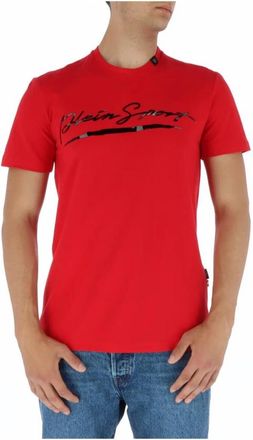 Plein Sport Signature TShirt - Heren - Sportshirts - Rood - L - Katoen - Fitness