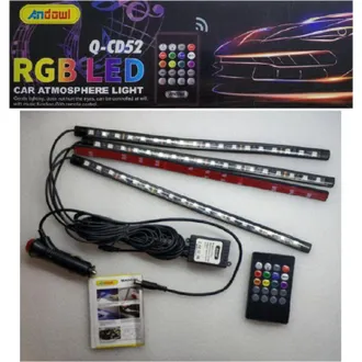 Trade Shop Trade Shop - Interior Del Coche 12led Rgb Tira De Luces Footwell Atm&oacute;sfera Mando A Distancia 12v Q-cd52
