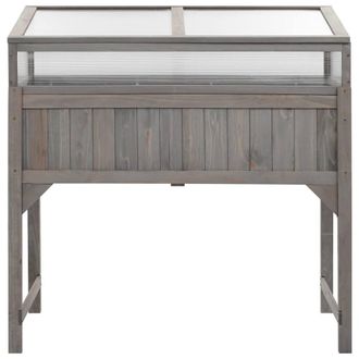 Berkfield Home Raised Bed with Greenhouse 110x54x120 cm Solid Fir Wood in Grey | Size: 110 x 54 x 120 cm