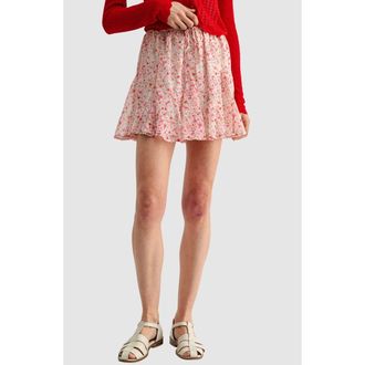 All in Favor Floral Elastic Waist Miniskirt in Pink Floral at Nordstrom, Size X-Small