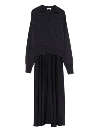 PESERICO panelled midi dress - women - Polyester/Viscose - 40 - Blue