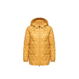 Moncler Moncler Balette Geometric Quilted Mid-length Down Jacket, Women, Yellow, Size: 0
