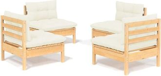 vidaXL Muebles De Jard&iacute;n 4 Piezas Cojines Madera De Pino Crema Vidaxl