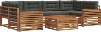 vidaXL Conjunto De Sof&aacute;s De Exterior 7 Uds. Natural Y Antracita Vidaxl