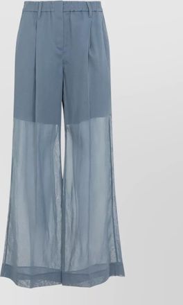 Brunello Cucinelli organza trousers pleated front sheer panels