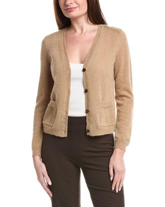 Lafayette 148 New York Patch Pocket V-Neck Mohair & Alpaca-Blend Cardigan