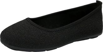 Generic Womens Flat Shoes Wide Width Knit Pumps Shoes Round Toe Solid Color Lightweight Breathable Comfy Slip On Ballet Flats Work Office Walking Black